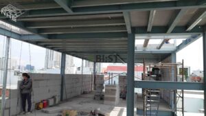Gạch AAC dùng xây tường ngăn, tường bao cho dự án căn hộ dịch vụ dùng kết cấu thép